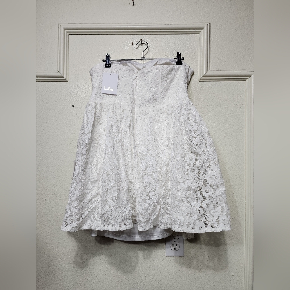 Lulus Ciana White Lace Bustier Mini Dress XL Wedding Bridal Party Feminine - Picture 7 of 9